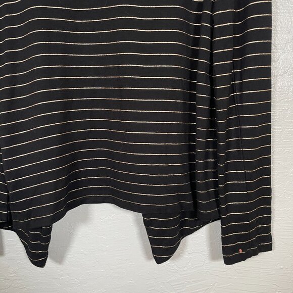 Soma Women M Black Gold French Terry Zipper Jacket Glitz Stripe Pockets Stretch - Picture 8 of 10